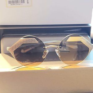 Bvlgari Round Sunglasses Orange Grey Gradient Lens